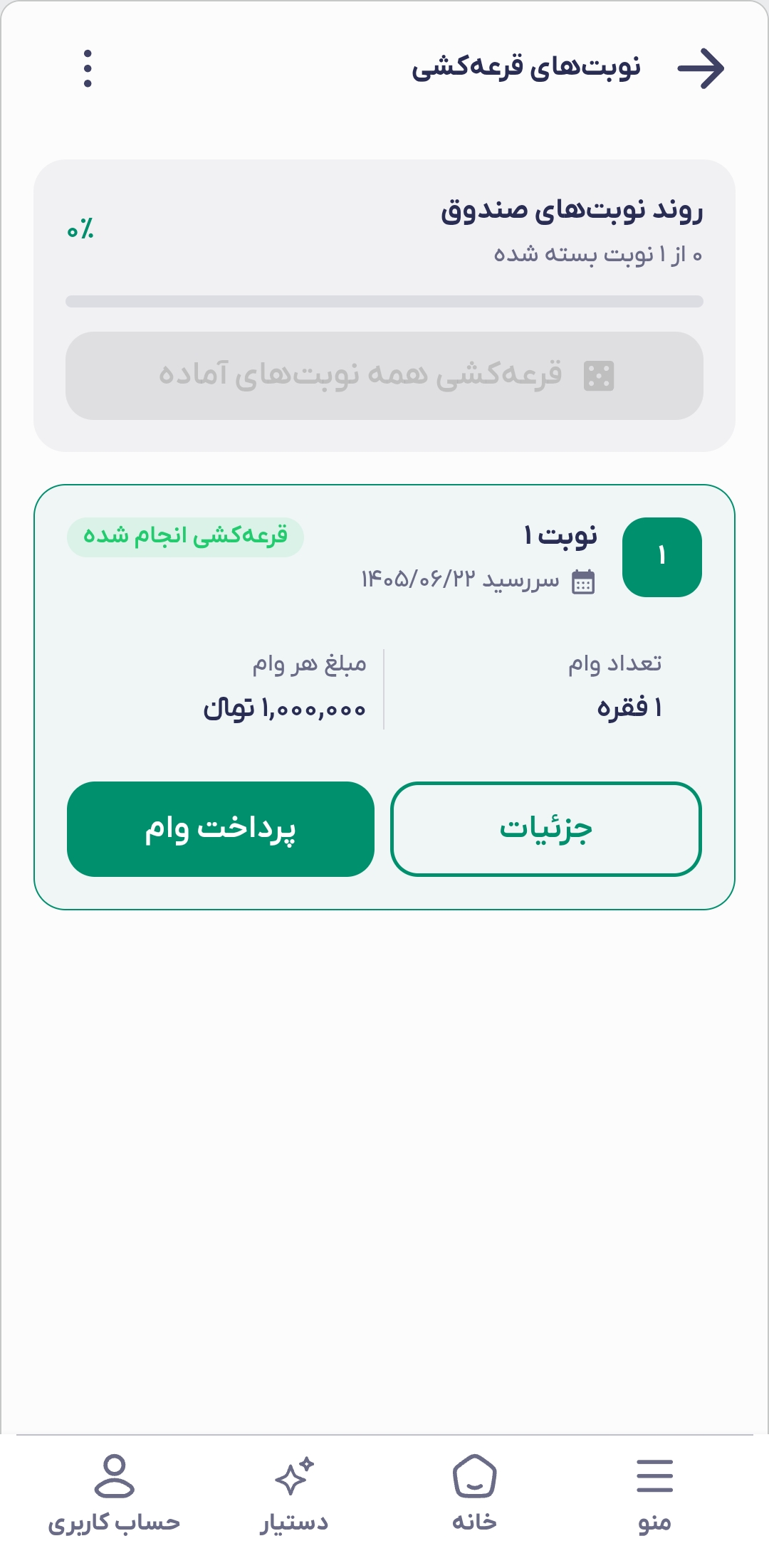 تعیین برنده ، پرداخت وام و بستن نوبت